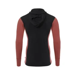 Aclima Men's WarmWool Hoodsweater with Zip Jet Black/Spiced Apple