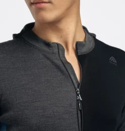 Aclima Men's WarmWool Hoodsweater with Zip Marengo/Jet Black/Corsair