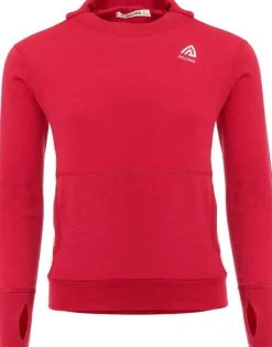 Aclima Warmwool Hood Sweater Children Jester Red/Beige Melange