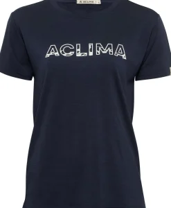 Aclima Women's LightWool 140 Classic Tee Logo Navy Blazer