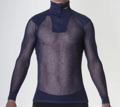 Brynje Unisex Super Thermo Zip Polo Shirt Navy