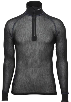 Brynje Wool Thermo Light Zip-Polo 3/4 Neck Black