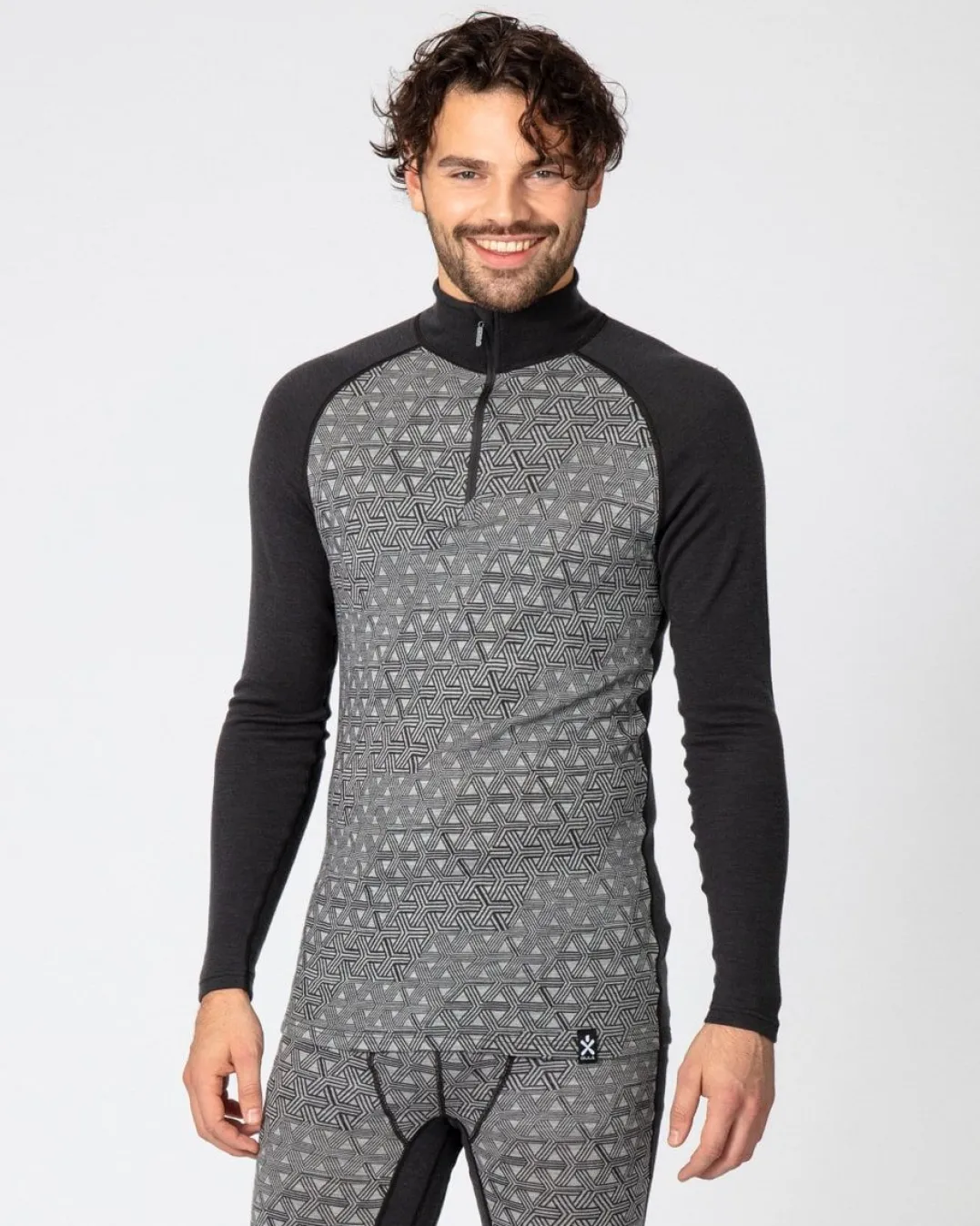 Bula Geo Merino Wool Halfzip Dgrey