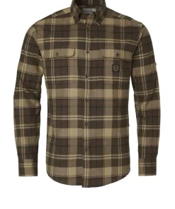 Chevalier Men's Heron Flannel Shirt Soil Brown Checked
