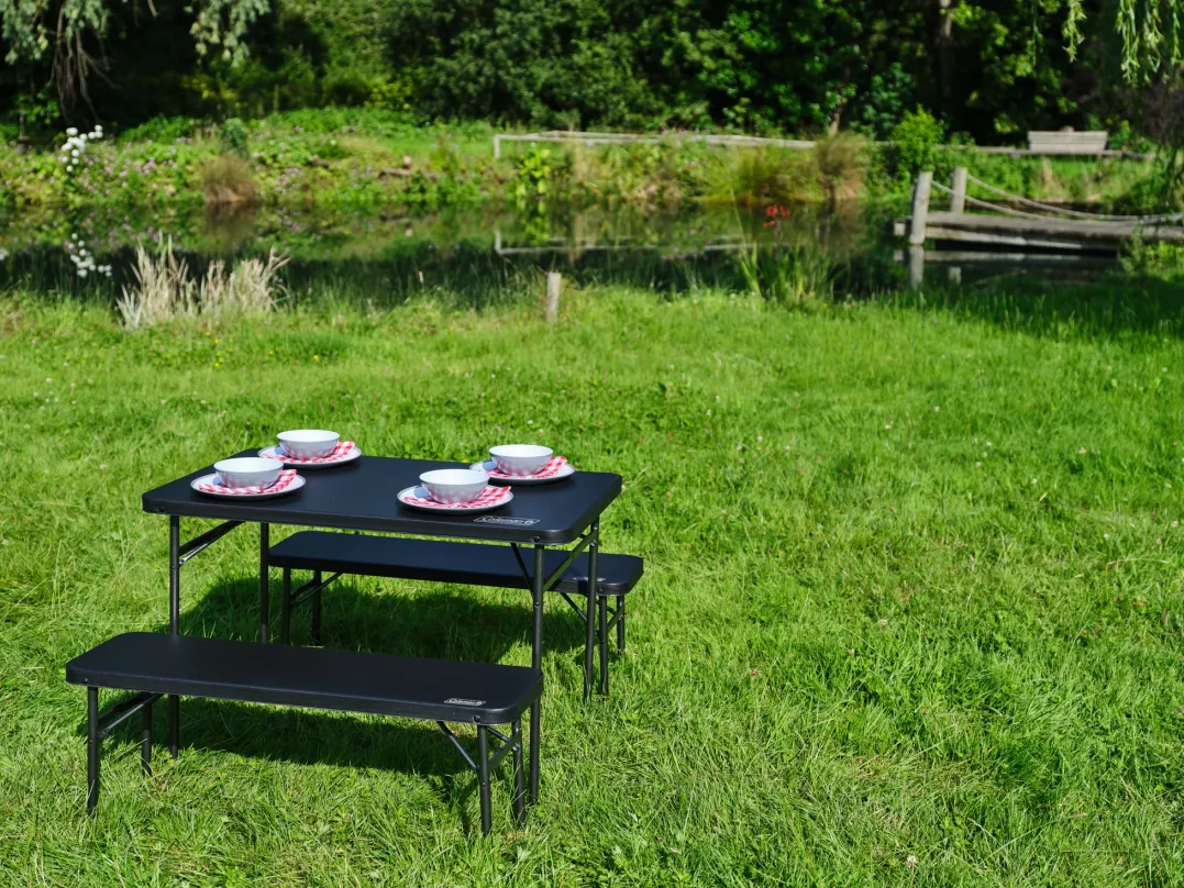 Coleman 4 P Packaway Table & Bench SetBlack