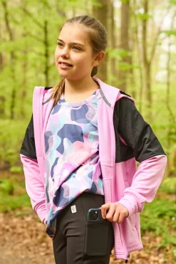 Color Kids Fleece Stretch Jacket W. Hood Campanula