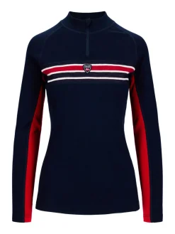 Dale of Norway Aksla Feminine Baselayer Half Zip Navy Red Offwhite
