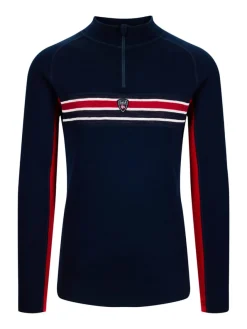 Dale of Norway Aksla Masculine Baselayer Half Zip Navy Red Offwhite