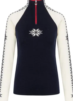 Dale of Norway Women's Geilo Sweater Navy Offwhite Raspberry