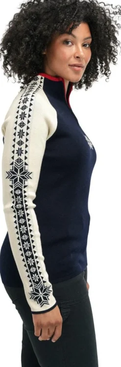 Dale of Norway Women's Geilo Sweater Navy Offwhite Raspberry