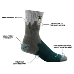Darn Tough Men's Number 2 Micro Crew Midweight Hiking Sock Gray