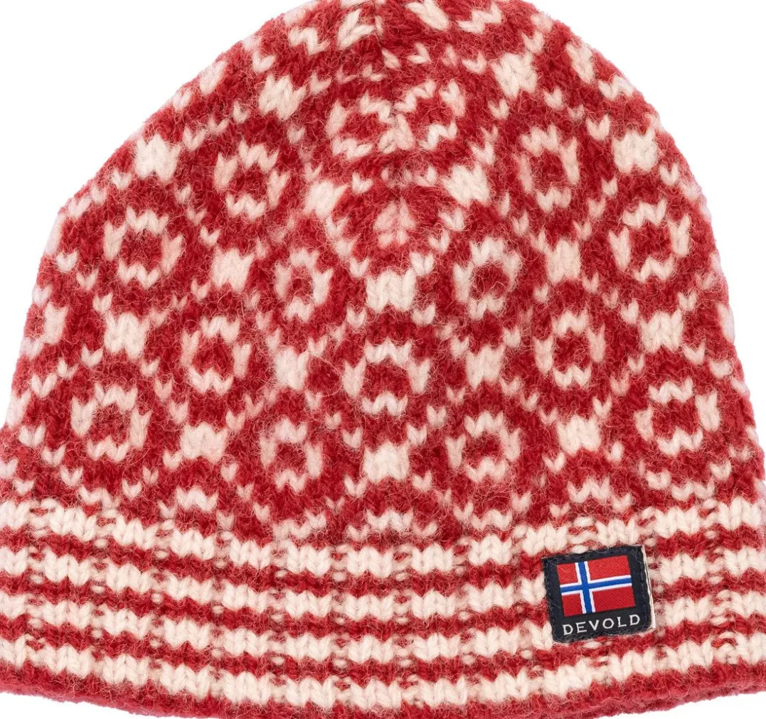 Devold Svalbard Wool Beanie Hindberry/offwhite
