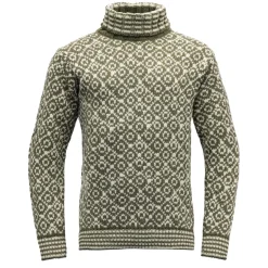 Devold Unisex Svalbard Sweater High Neck Olive/Offwhite