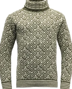 Devold Unisex Svalbard Sweater High Neck Olive/Offwhite