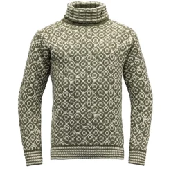 Devold Unisex Svalbard Sweater High Neck Olive/Offwhite