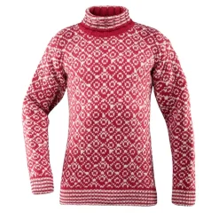 Devold Unisex Svalbard Sweater High Neck Hindberry/Offwhite