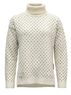 Devold Women's Sørisen Wool High Neck Off White/Ink