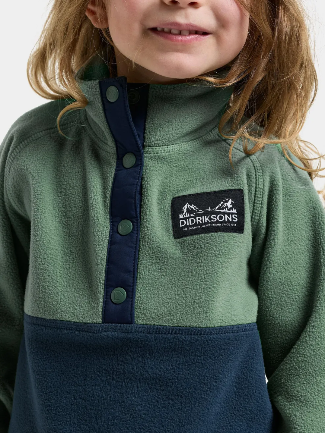 Didriksons Kids' Monte Half Button Dark Moss