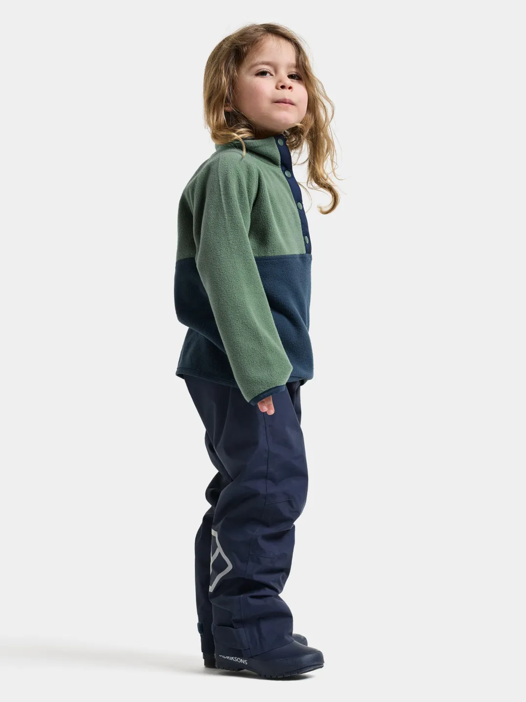 Didriksons Kids' Monte Half Button Dark Moss