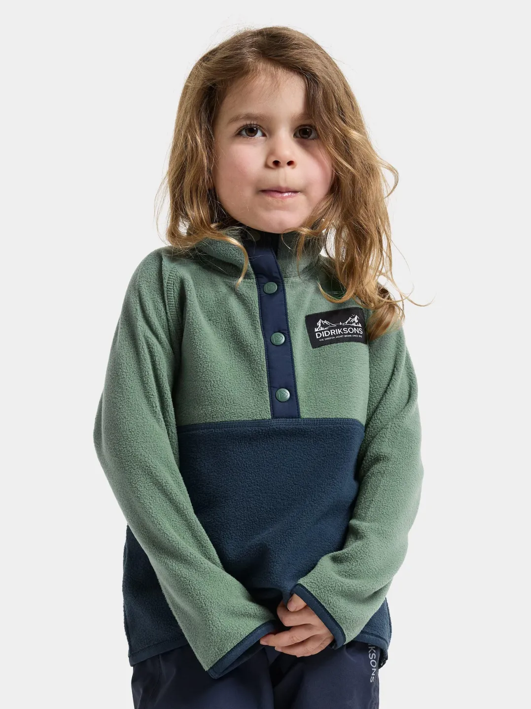 Didriksons Kids' Monte Half Button Dark Moss
