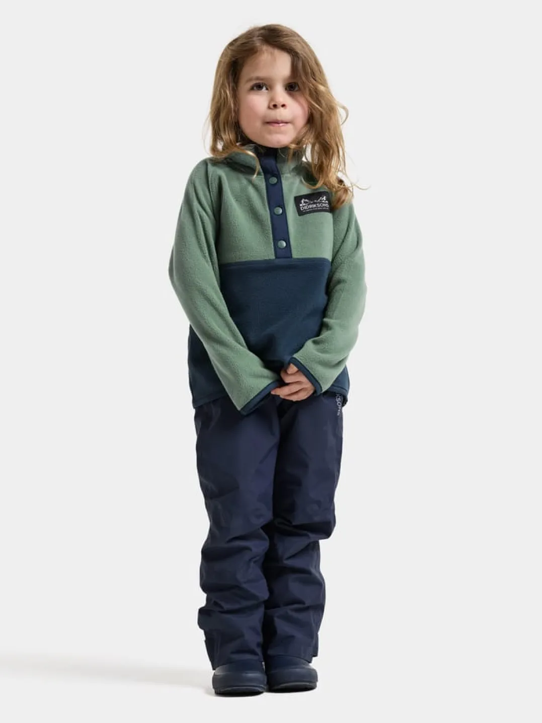 Didriksons Kids' Monte Half Button Dark Moss