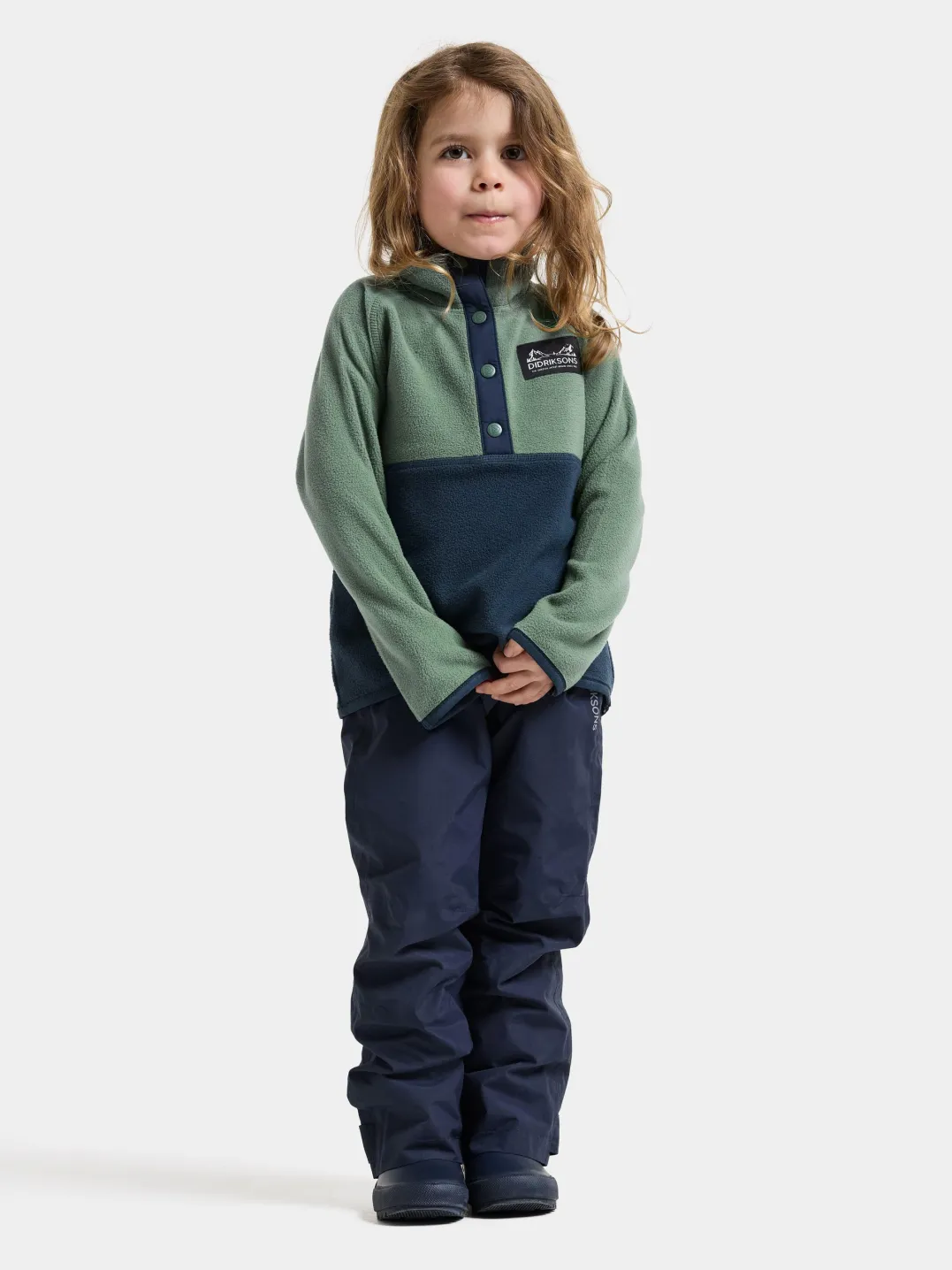 Didriksons Kids' Monte Half Button Dark Moss