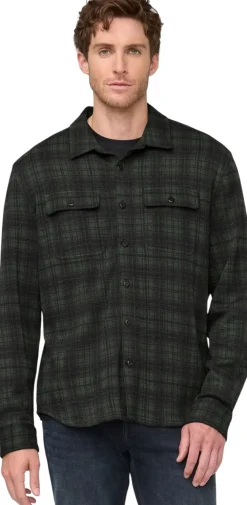 Duer Performance Flannel Button Down Heather Peat Plaid