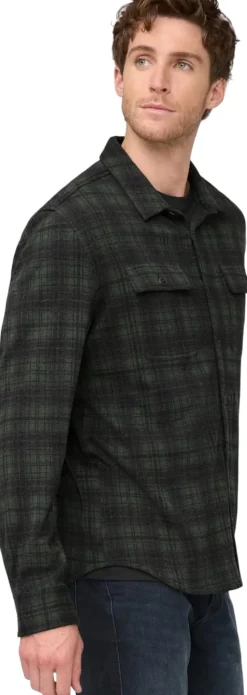 Duer Performance Flannel Button Down Heather Peat Plaid