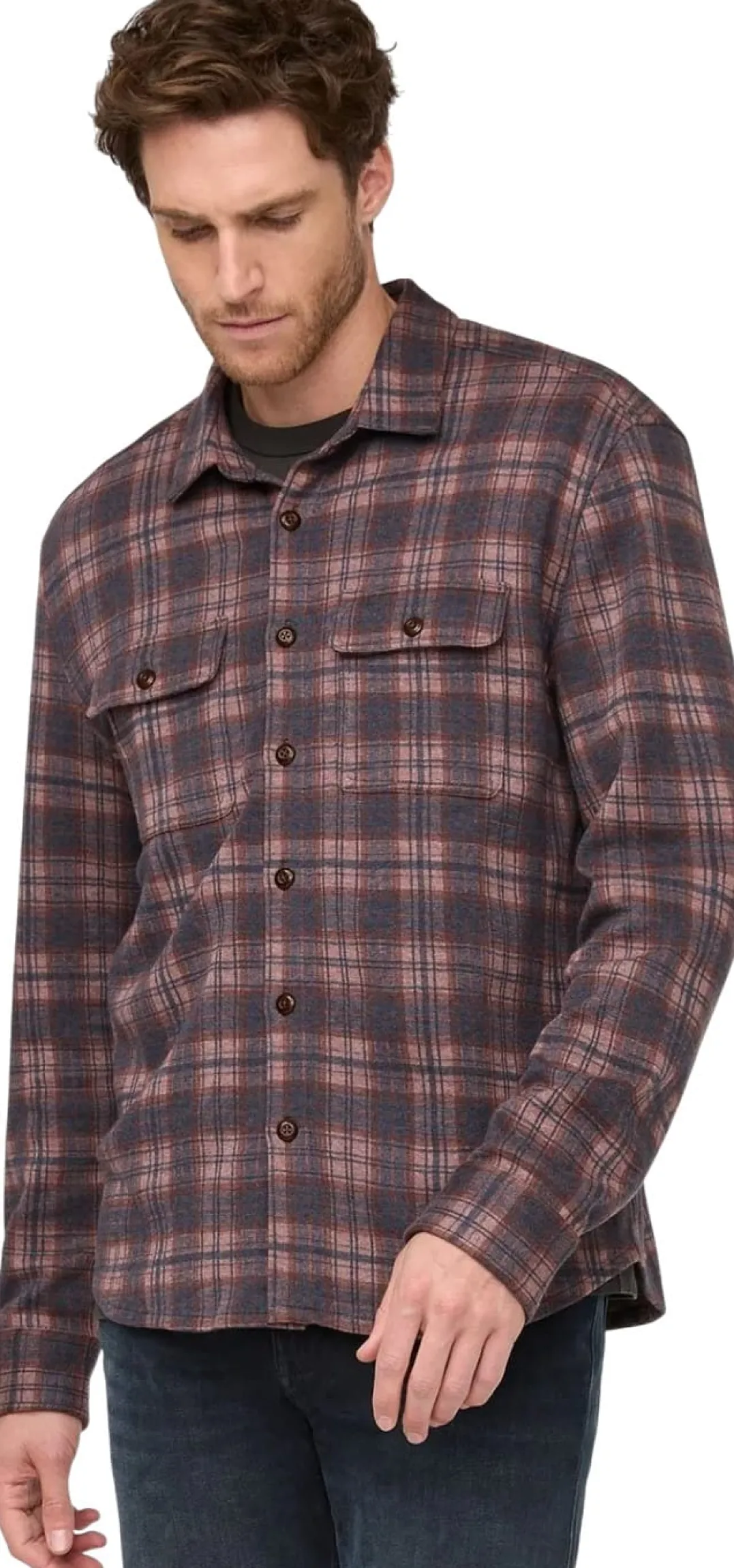 Duer Performance Flannel Button Down Heather Mauve Plaid