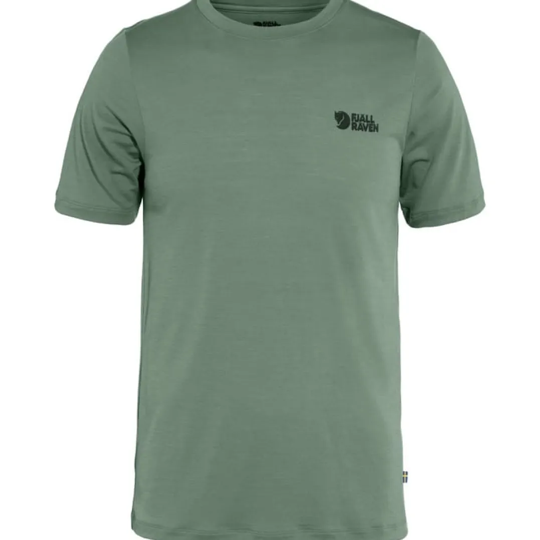 Fjällräven Men's Abisko Wool Logo Short Sleeve Patina Green