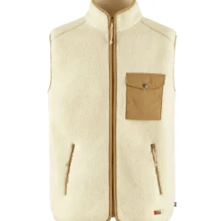 Fjällräven Men's Vardag Pile Fleece Vest Chalk White-Buckwheat Brown