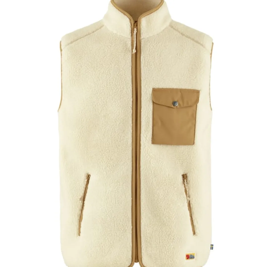 Fjällräven Men's Vardag Pile Fleece Vest Chalk White-Buckwheat Brown