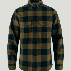 Fjällräven Men's Övik Heavy Flannel Shirt Wood Brown-Dark Navy