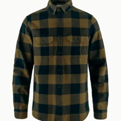 Fjällräven Men's Övik Heavy Flannel Shirt Wood Brown-Dark Navy