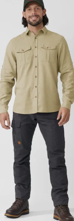 Fjällräven Men's Övik Travel Long Sleeved Shirt Sand Stone