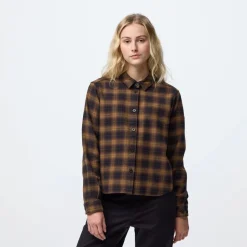 Fjällräven Övik Boxy Flannel Shirt W Black-wood Brown