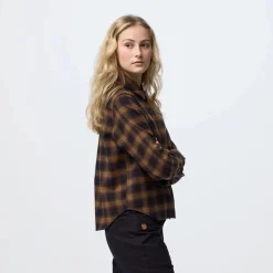 Fjällräven Övik Boxy Flannel Shirt W Black-wood Brown