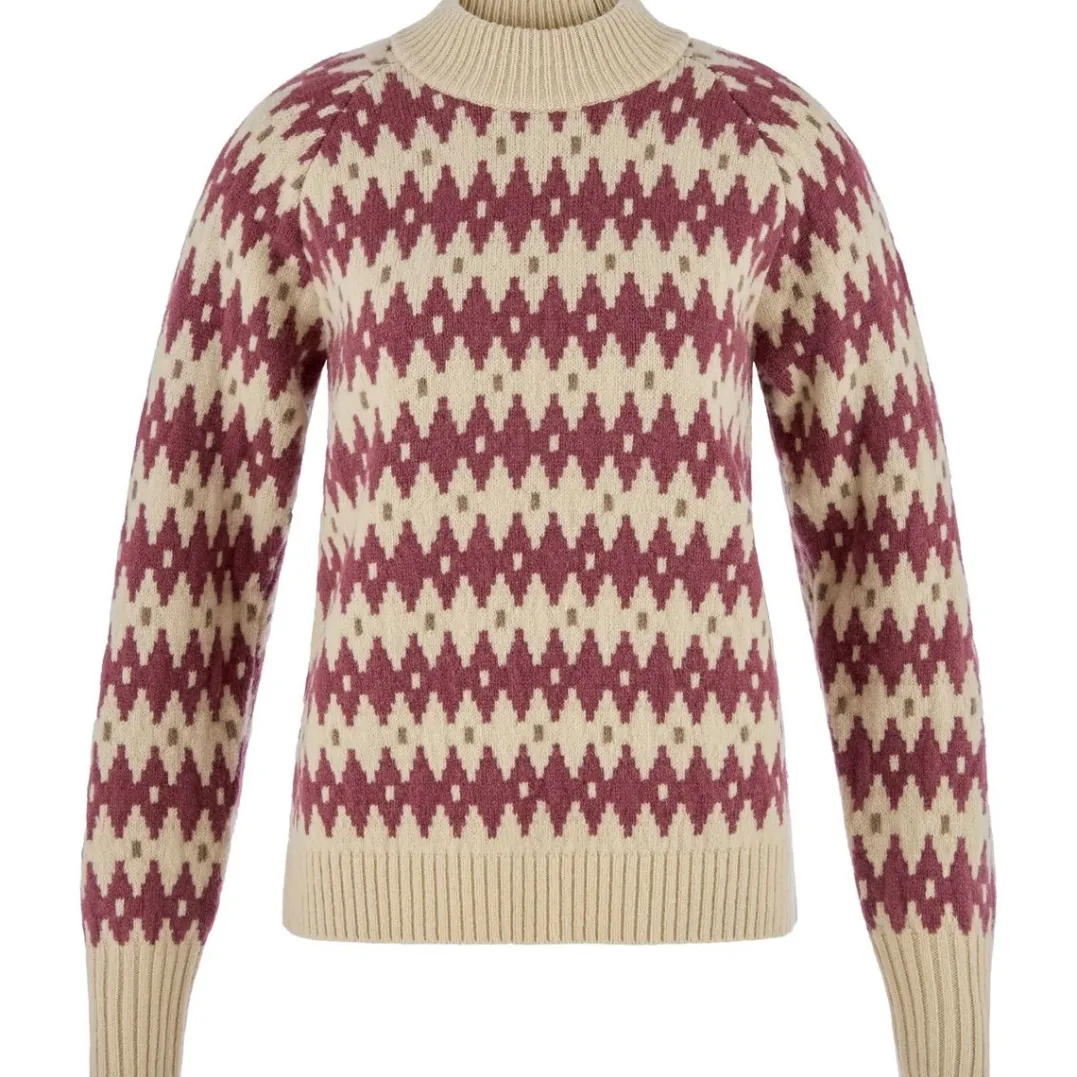 Fjällräven Övik Jacquard Knit W Light Beige-mesa Purple