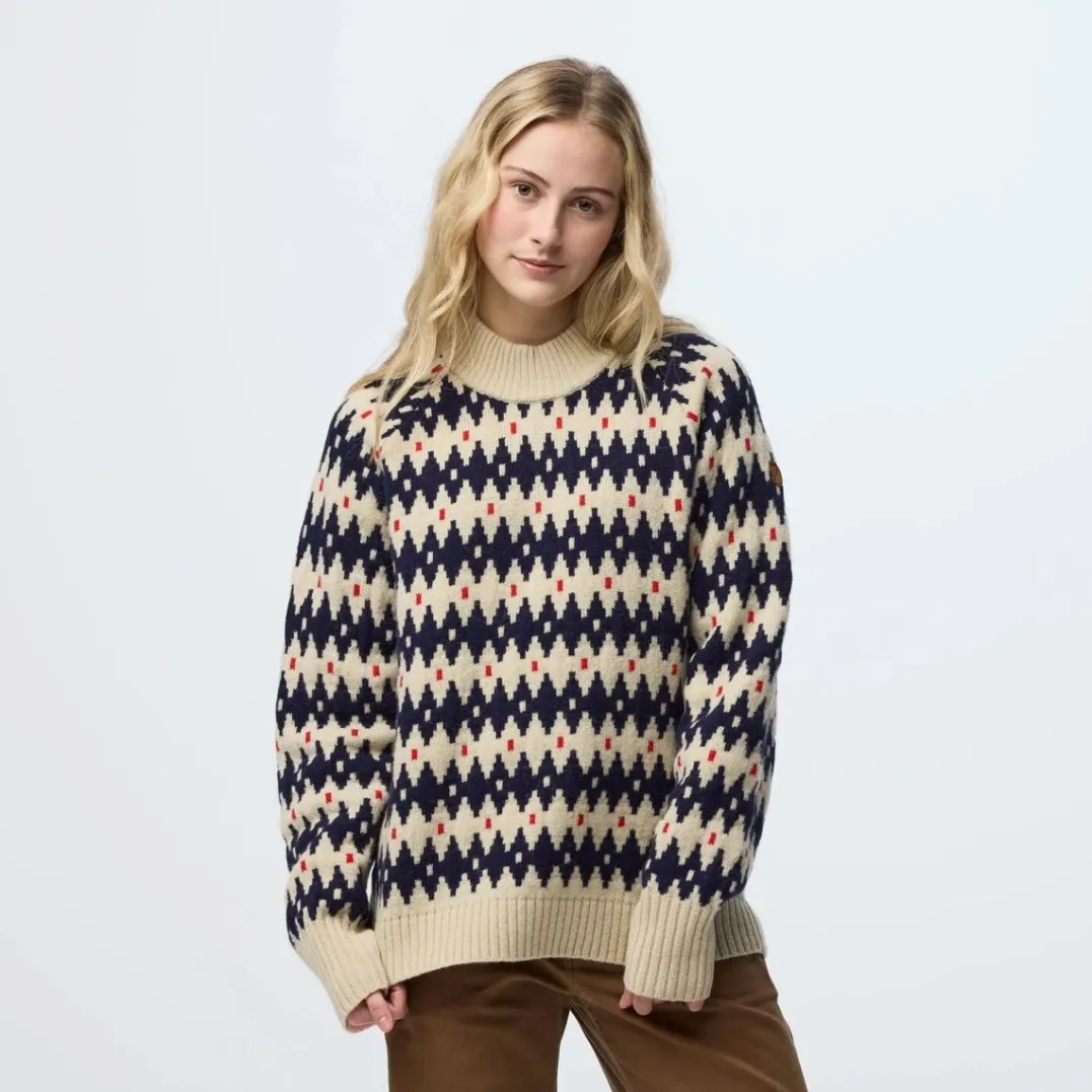 Fjällräven Övik Jacquard Knit W Light Beige-mesa Purple