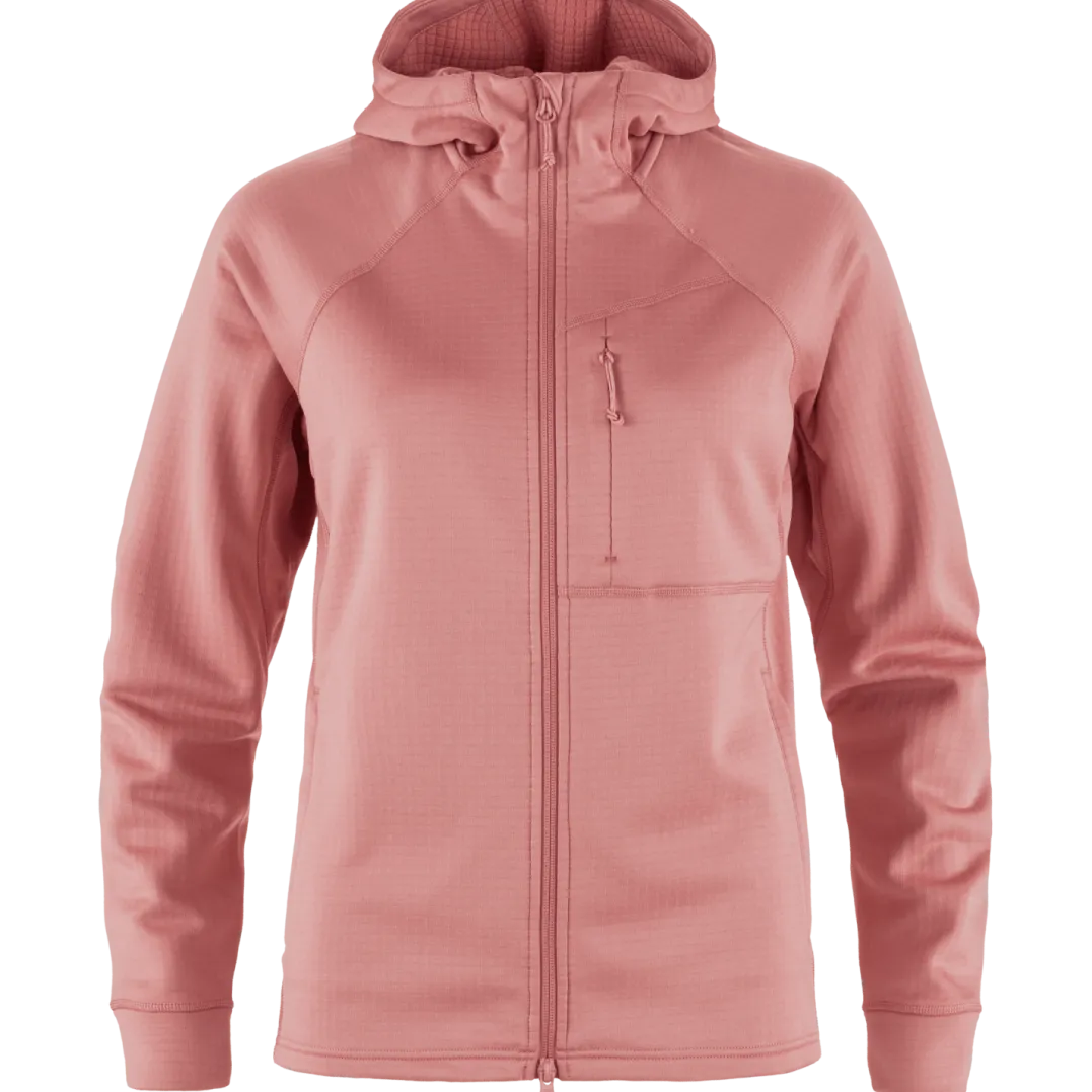 Fjällräven Women's Abisko Grid Fleece Hoodie Dusty Rose