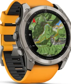 Garmin Fenix 8 Amoled 51mm, Sapphire Titanium - Spark Orange/Graphite Silicone Strap