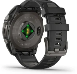 Garmin Fenix 8 Amoled 47mm, Sapphire Carbon Gray DLC Titanium - Black/Pebble Grey Silicone Strap