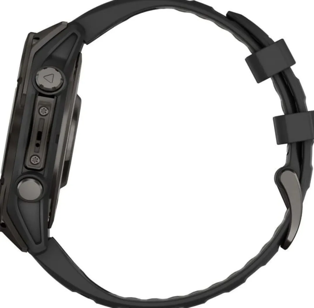 Garmin Fenix 8 Amoled 47mm, Sapphire Carbon Gray DLC Titanium - Black/Pebble Grey Silicone Strap