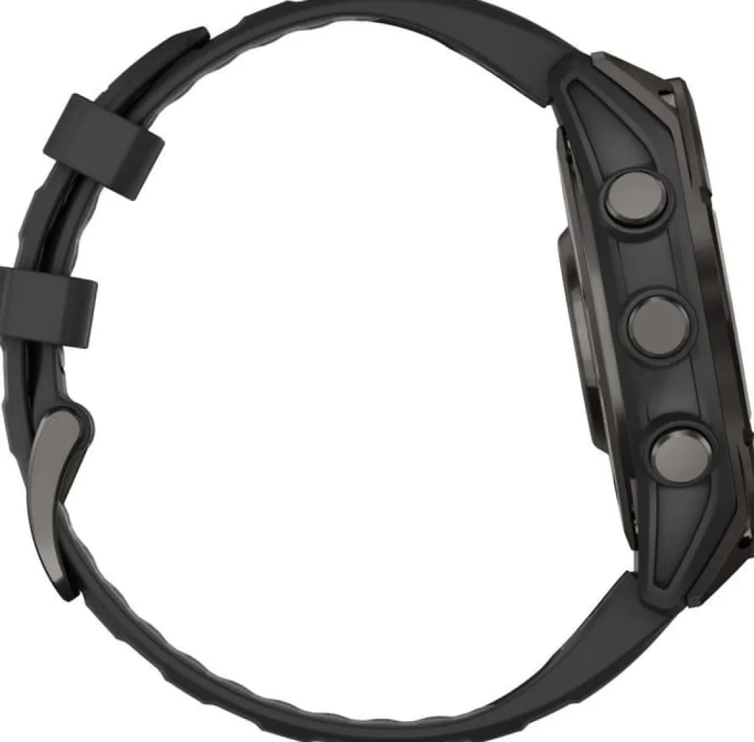 Garmin Fenix 8 Amoled 47mm, Sapphire Carbon Gray DLC Titanium - Black/Pebble Grey Silicone Strap