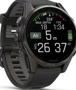 Garmin Fenix 8 Amoled 43mm, Sapphire Carbon Gray DLC Titanium - Black/Pebble Grey Silicone Strap