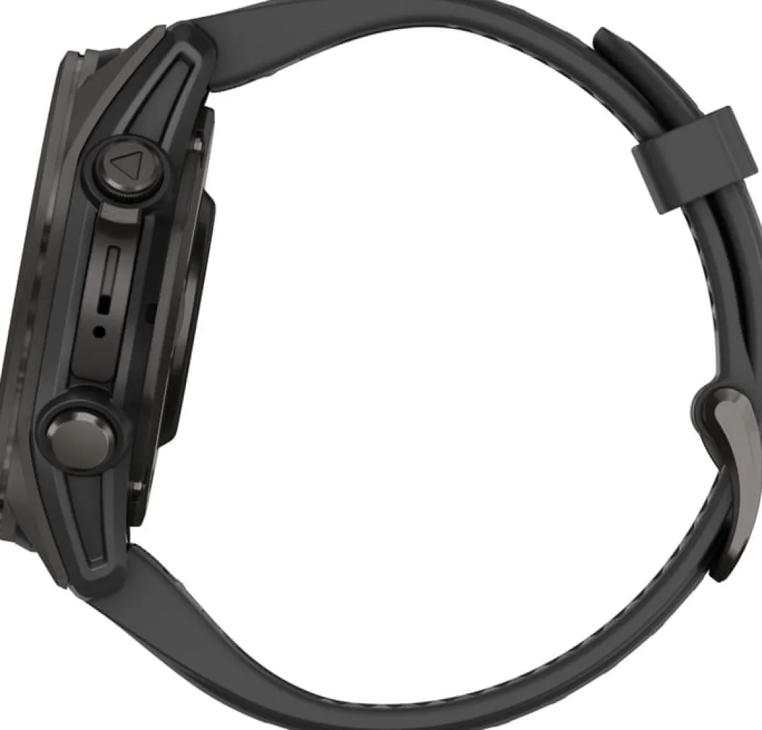 Garmin Fenix 8 Amoled 43mm, Sapphire Carbon Gray DLC Titanium - Black/Pebble Grey Silicone Strap