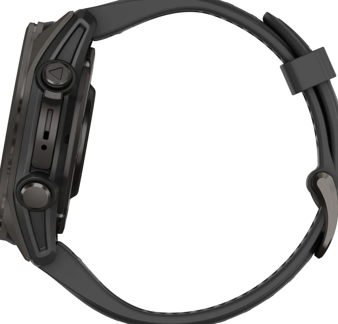 Garmin Fenix 8 Amoled 43mm, Sapphire Carbon Gray DLC Titanium - Black/Pebble Grey Silicone Strap