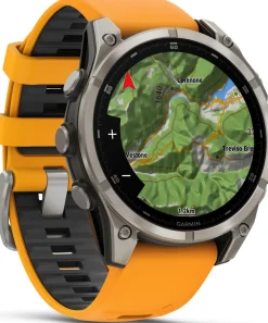 Garmin Fenix 8 Amoled 47mm, Sapphire Titanium - Spark Orange/Graphite Silicone Strap