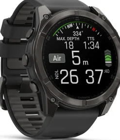 Garmin Fenix 8 Amoled 51mm, Sapphire Carbon Gray DLC Titanium - Black/Pebble Grey Silicone Strap