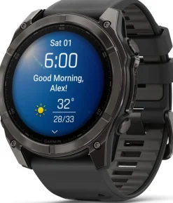 Garmin Fenix 8 Amoled 51mm, Sapphire Carbon Gray DLC Titanium - Black/Pebble Grey Silicone Strap